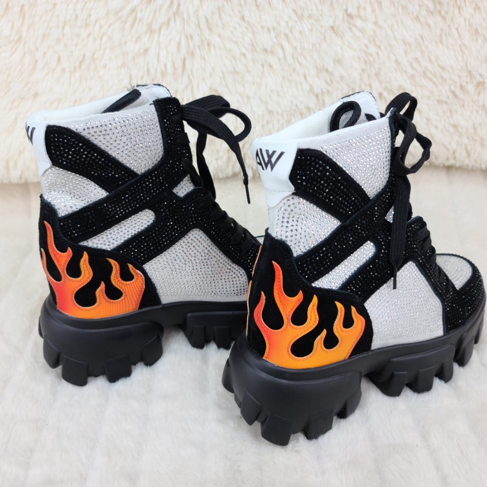 Rhinestones Lace Up Hidden Wedge Women's Sneakers